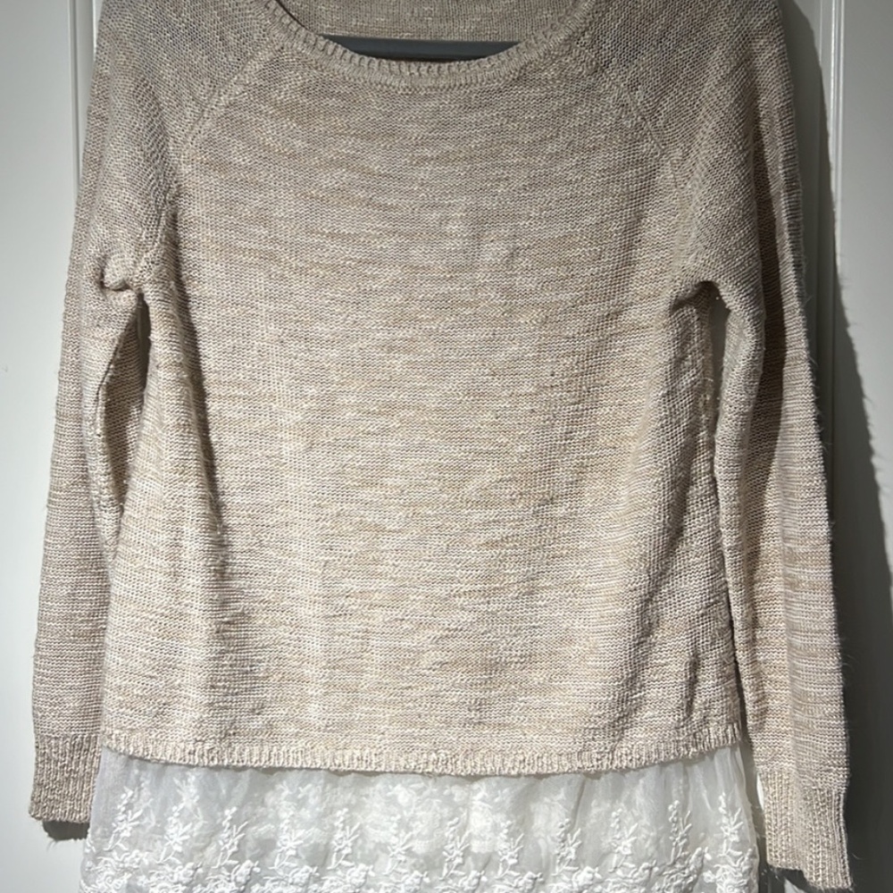 89th & Madison Cream and Lace Sweater